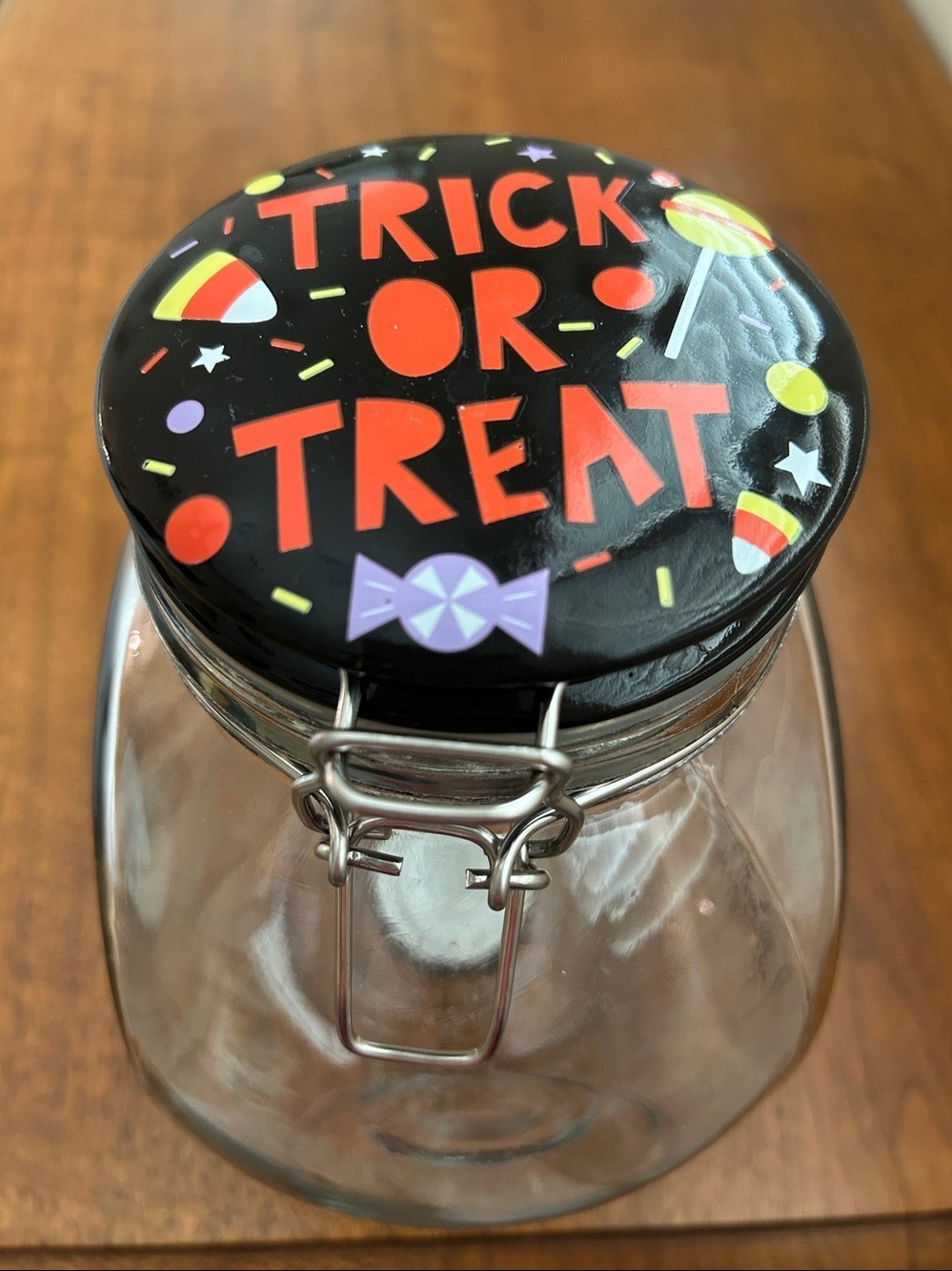 Trick or Treat Glass Penny Candy Jar